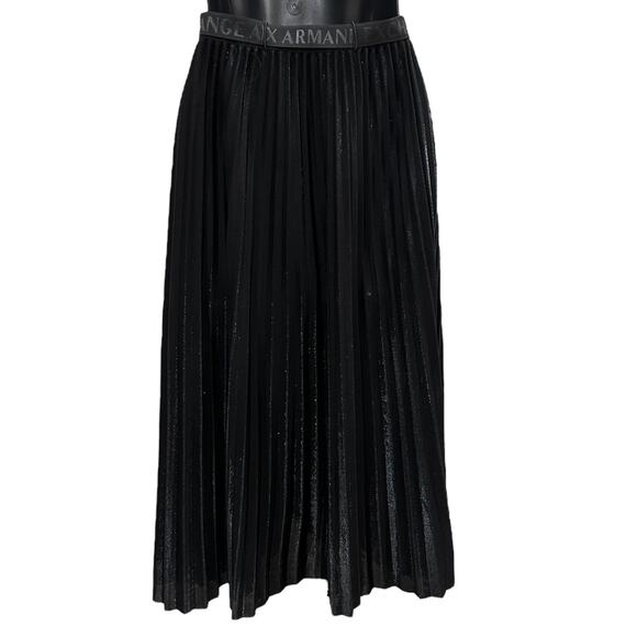 A|X ARMANI EXCHANGE Metallic Pleated Belted Midi Skirt - Picture 10 of 10
